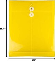 JAM PAPER Open-End Plastic Envelopes, Button & String