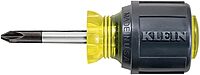 Klein Tools Stubby Screwdriver with Cushion-Grip Handle and 1-1/2-Inch Round Shank