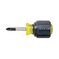 Klein Tools Stubby Screwdriver with Cushion-Grip Handle and 1-1/2-Inch Round Shank