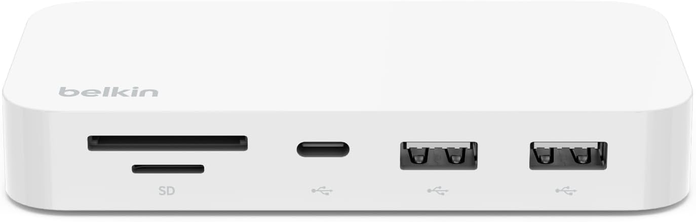 Belkin USB-C 6-in-1 Multiport Hub with Mount, USB-C Docking Station with MicroSD Card Reader, Powered USB Hub