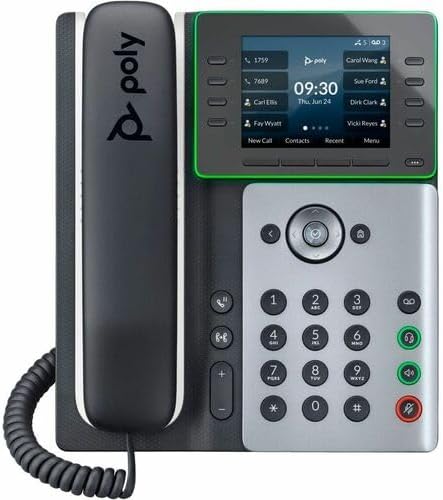 Poly Edge E300 IP Phone - Corded - Corded - Desktop - Black - TAA Compliant - VoIP - 2 x Network (RJ-45) - PoE Ports