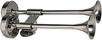 Schmitt Marine Deluxe All-Stainless Shorty Dual Trumpet Horn - 12V