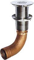 GROCO 1-1/2" Hose Barb Stainless Straight Deck Drain