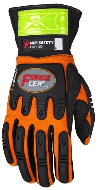 MCR SAFETY ForceFlex Hi-Vis Multi-Task Kevlar Palm Mechanics Glove