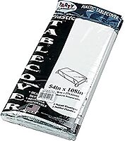 Tablemate Table Set Rectangular Table Cover, Heavyweight Plastic, 54" X 108", White, 6/pack
