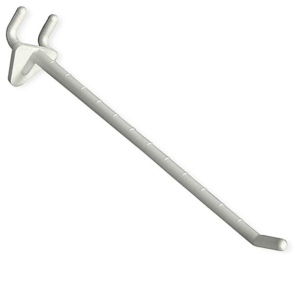 Azar Displays Glass-Filled Nylon Hooks For Pegboards, 8in, White, Pack Of 50 Hooks