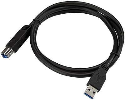 StarTech.com 1m 3 ft Certified SuperSpeed USB 3.0 A to B Cable Cord - USB 3 Cable - 1x USB 3.0 A (M), 1x USB 3.0 B (M) - 1 meter, Black (USB3CAB1M)