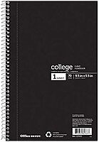 OfficeMax 1 Subject Notebook, 6" x 9 1/2", College Rule, Black Cover