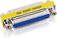 C2G/Cables to Go 02774 DB25 F/F Mini Gender Changer (Coupler), Silver/Yellow