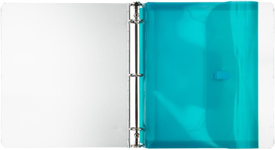 JAM PAPER Plastic 3 Hole Punch Binder Envelopes with Hook & Loop Closure - Letter Booklet - 9 1/2 x 11 1/2 with 1 Inch Expansion - Teal - 12/Pack 12 Pack Teal