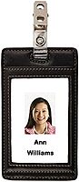 FORAY Office Depot Brand Faux Leather ID Badge Holder, Vertical, Black/Tan