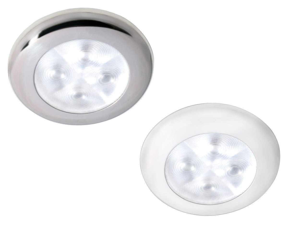 Hella Marine Slim Line LED 'Enhanced Brightness' Round Courtesy Lamp - White LED - Stainless Steel Bezel - 12V