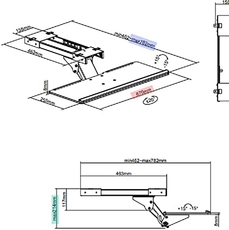 StarTech.com Under Desk-Mount Keyboard Tray - 26.4” Wide - Adjustable - Ergonomic Slide-Out Keyboard Shelf with Tilt