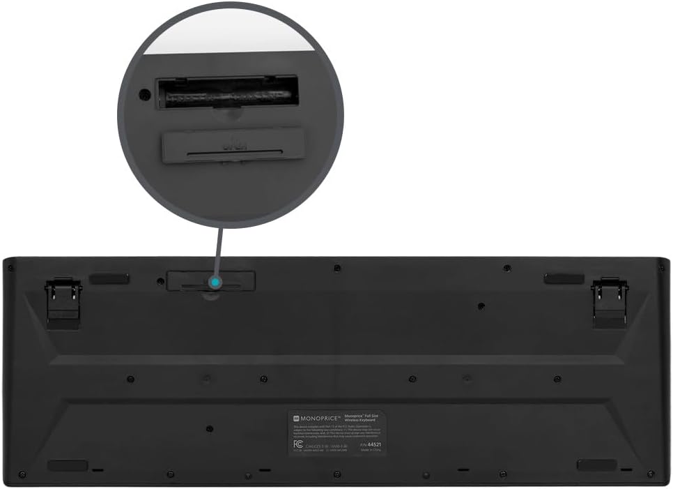 Monoprice Wireless Membrane Keyboard and Optical Mouse Combo, Full-Size 104-Key Keyboard, 2.4 GHz Wireless Receiver