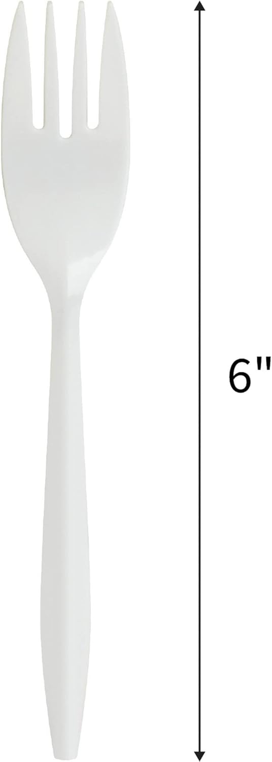 Genuine Joe Medium Weight Plastic Fork, White, 1000 Count