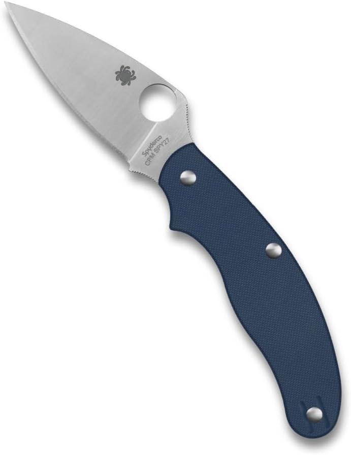 Spyderco UK Penknife Folding Utility Pocket Knife with 2.95 Inch CPM SPY27 Steel Blade and Durable G-10 Cobalt Blue Handle