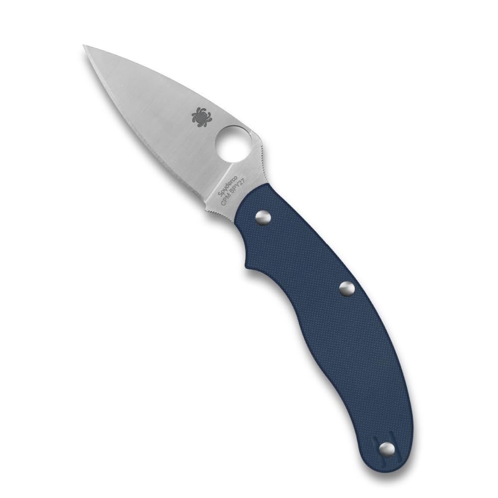 Spyderco UK Penknife Folding Utility Pocket Knife with 2.95 Inch CPM SPY27 Steel Blade and Durable G-10 Cobalt Blue Handle