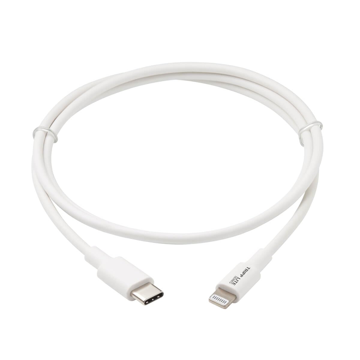 Eaton Tripp Lite Lightning to USB-C Charging & Data Cable for Apple iPhone & iPad, MFi Certified, White, 3 Feet / 0.9 Meters