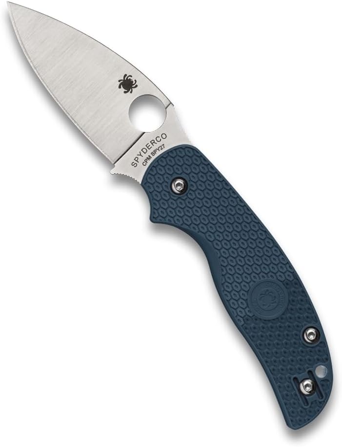 Spyderco Sage 5 Lightweight Folding Pocket Knife with 3 Inch CPM SPY27 Steel Blade and Cobalt Blue FRN Handle - PlainEdge