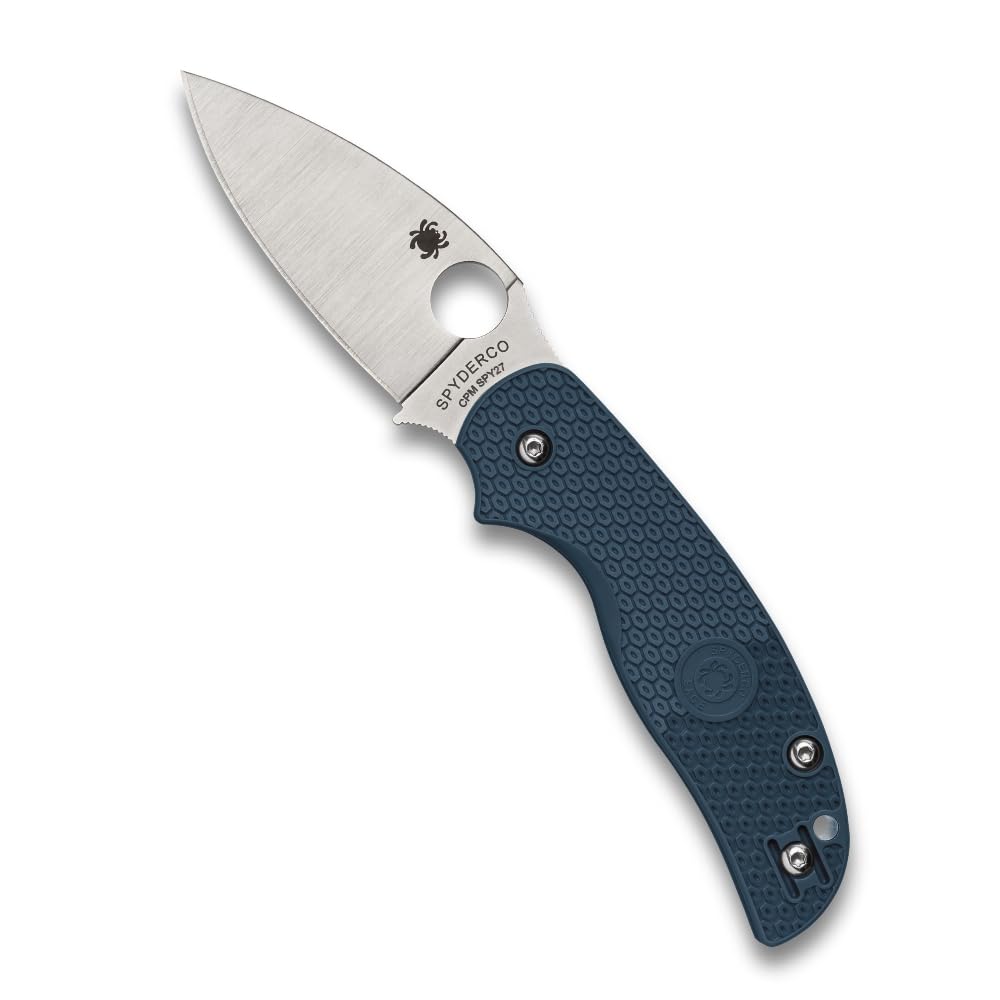 Spyderco Sage 5 Lightweight Folding Pocket Knife with 3 Inch CPM SPY27 Steel Blade and Cobalt Blue FRN Handle - PlainEdge