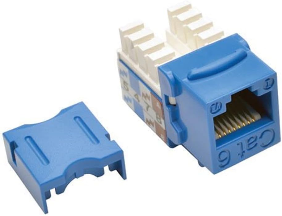 TRIPP LITE Cat6 Cat5e 110 Style Punch Down Keystone Jack, Blue, 25-Pack (N238-025-BL)