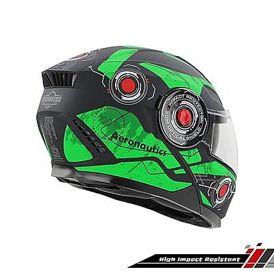 STEELBIRD SBH-40 ISS ASSASIN GLOSSY BLACK/GREEN C/V 600 MM