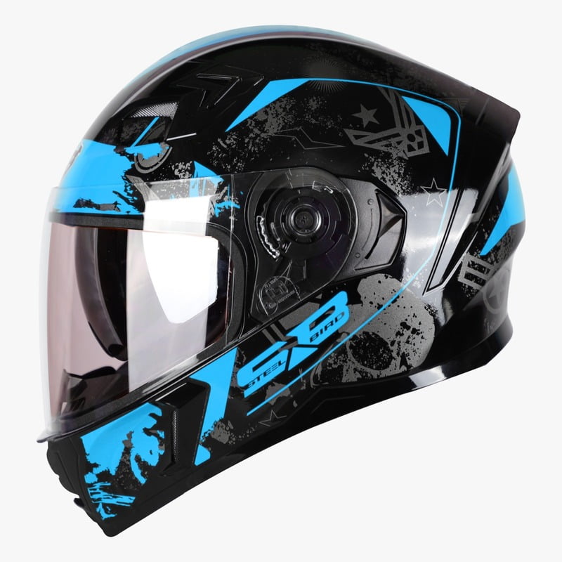 STEELBIRD SBA-21 COMBAT MATT BLACK/BLUE C/V (M)