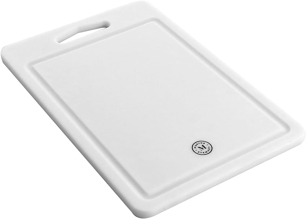 Martha Stewart 12-inch x 8-inch and 16-inch x 12-inch Plastic Cutting Board, White (935116550M)