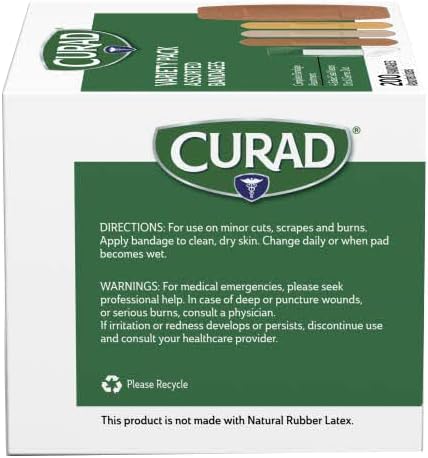 CURAD Assorted Adhesive Bandages, 4-Sided Seal, Variety Pack, 200 Count, 1 Pack