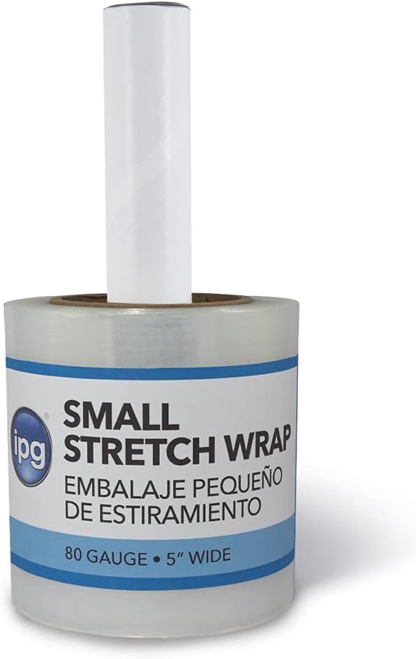 IPG Bundle Wrap Stretch Film, 5" x 1000 ft, (Single Roll With Handle) 5" x 1000 ft With Handles