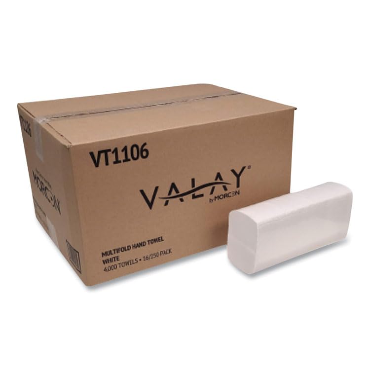 Morcon VT1106 Valay Multi-fold Towels, 1-ply, 9.05 X 9.25, White, 250/pack, 16 Packs/carton