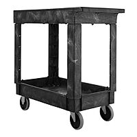 Rubbermaid Commercial Products 2-Shelf Service/Utility Cart with Wheels, 300-Pound Capacity, Black