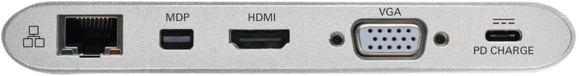 Tripp Lite USB-C Docking Station w/USB-A, HDMI, VGA, mDP, Gbe, Memory Cards 3.5mm, USB C PD Charging 4K @ 30Hz