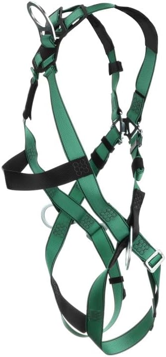 MSA 10197200 V-Form Full Body Safety Harness - Size: Standard (Medium), D-Ring Configuration: Back/Hip, Qwik Fit Leg Straps