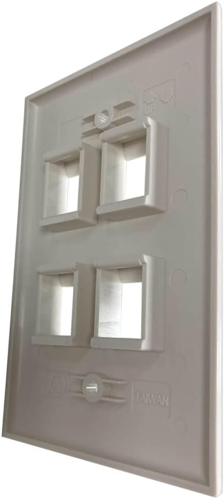 Tripp Lite Safe-IT 4-Port Single-Gang Outlet Keystone Wall Plate, Electrical & AV Applications, Ivory Gloss, TAA Compliant