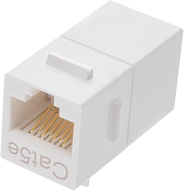 Monoprice Cat5e RJ45 Feedthrough Keystone Jack - Inline Coupler Type, Fits Standard Keystone Devices, Single PCS, White
