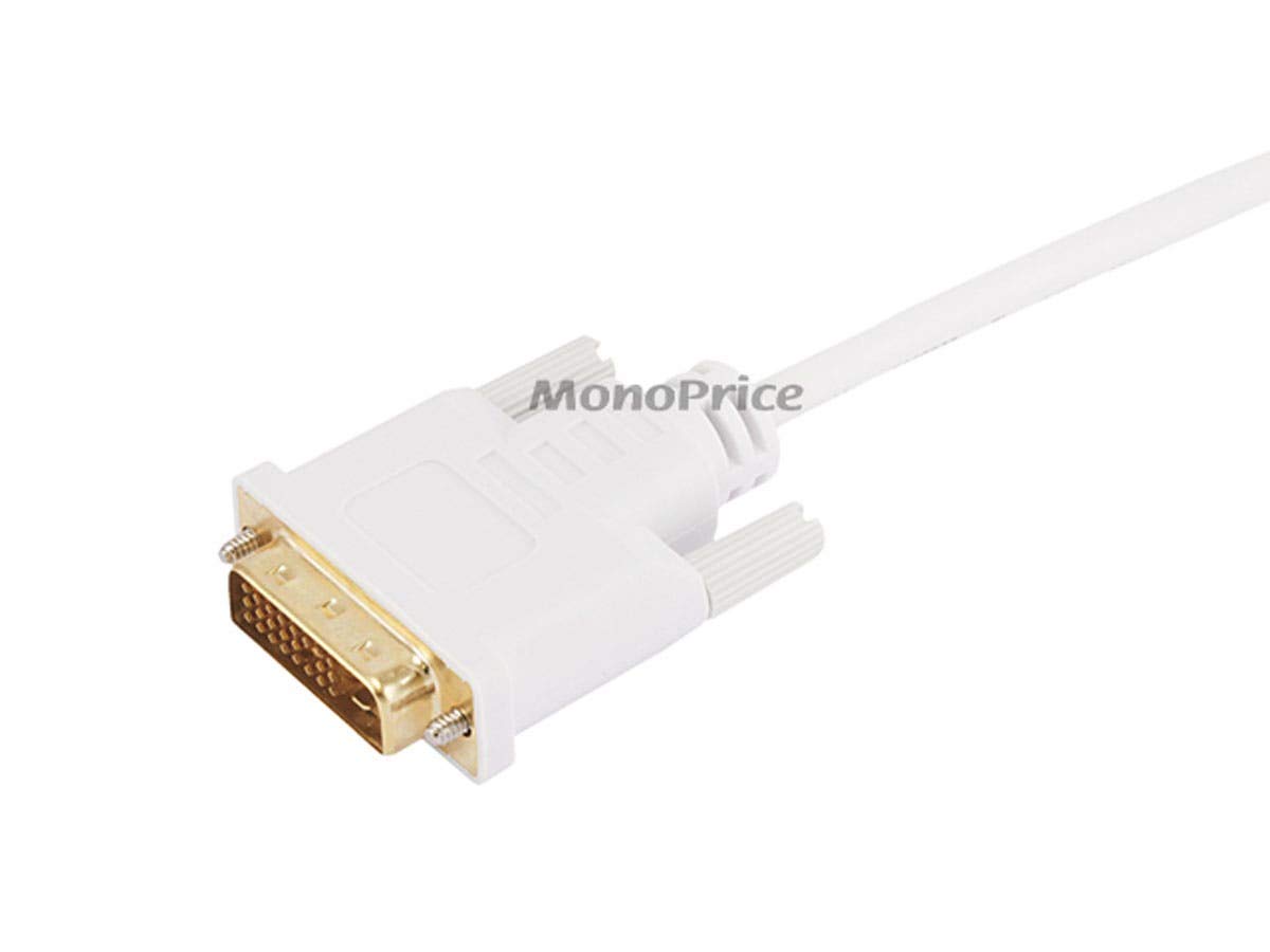 Monoprice 6ft 32AWG Mini DisplayPort to DVI Cable - White 6 Feet
