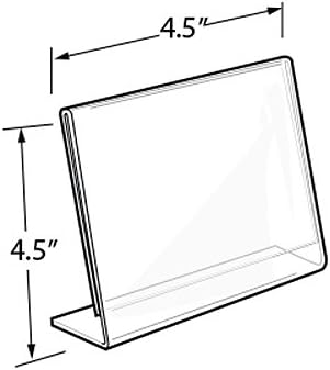Azar Displays Acrylic L-Shaped Sign Holders, Clear - Pack of 10