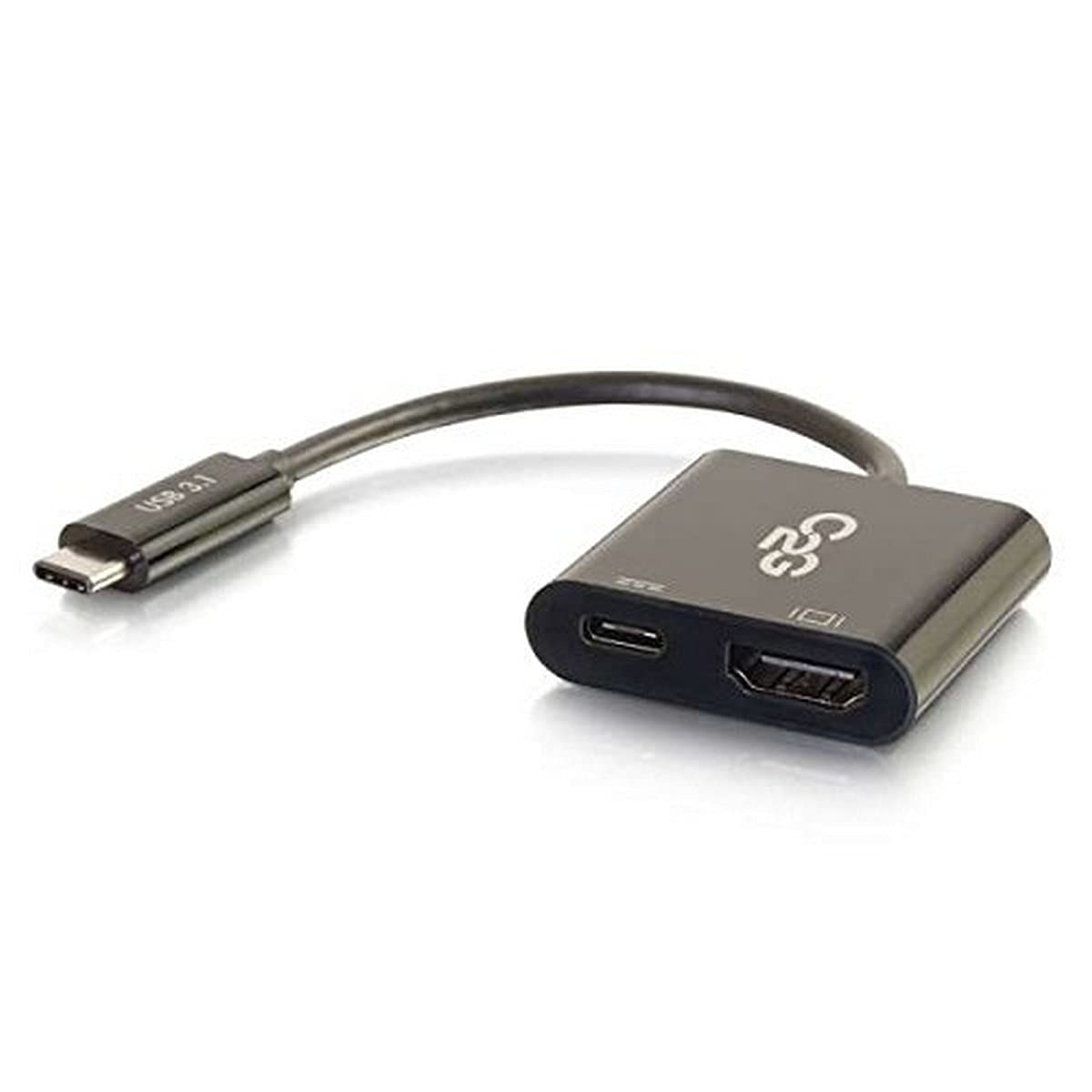 C2G USB Adapter, 4K, USB C to HDMI UHD Audio/Video Adapter Converter with Power, Black, Cables to Go 29531