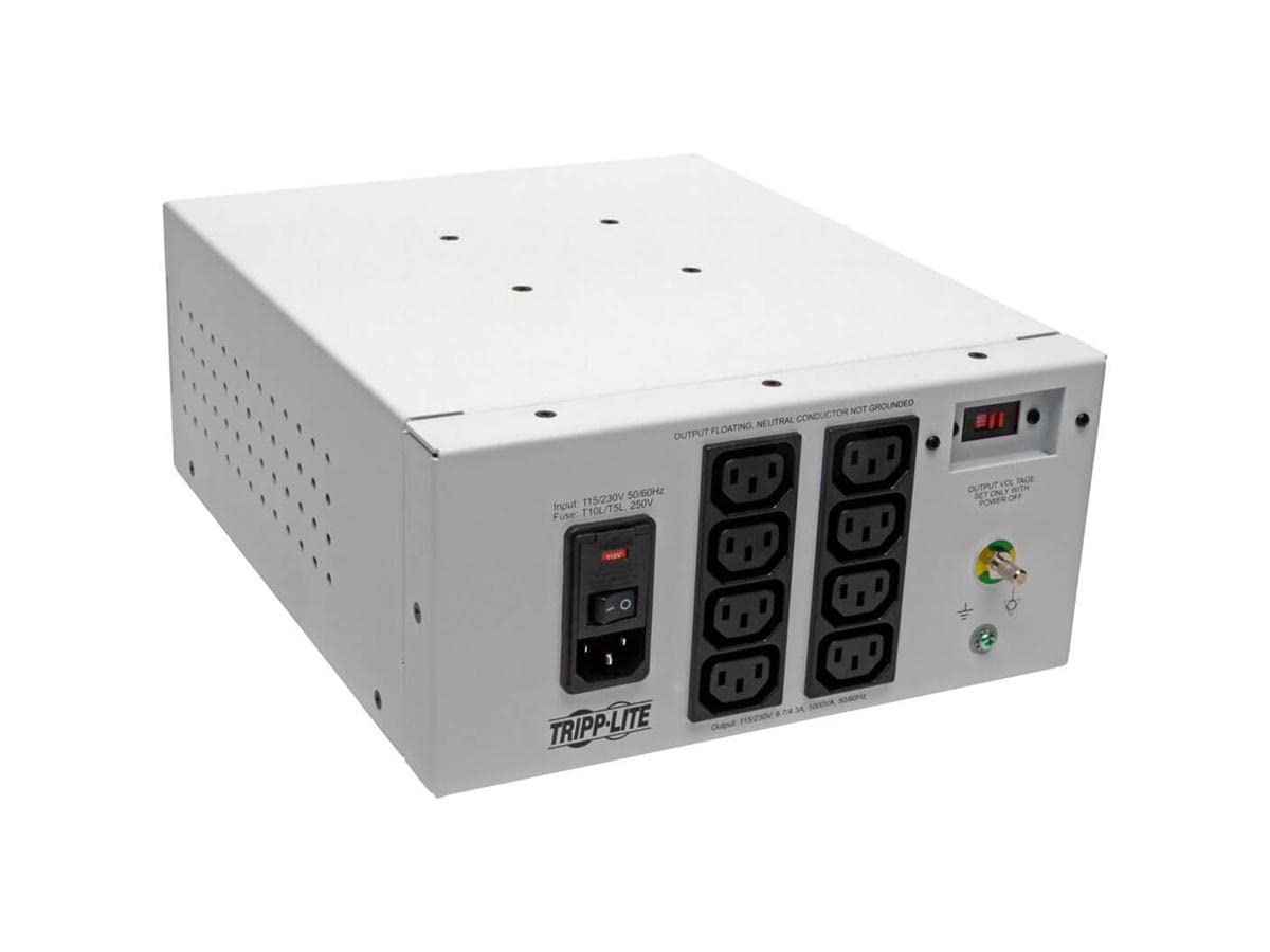 Tripp Lite IS1000HGDV Isolator Series Dual-Voltage 115/230V 1000W 60601-1 Medical-Grade Isolation Transformer, C14 Inlet