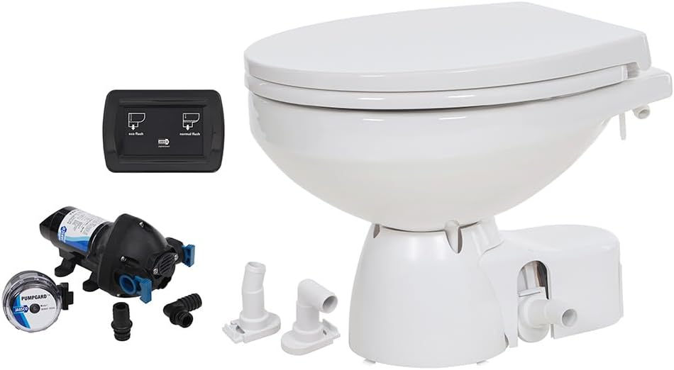 Jabsco Quiet Flush E2 Raw Water Toilet Regular Bowl - 12V – Soft Close Lid