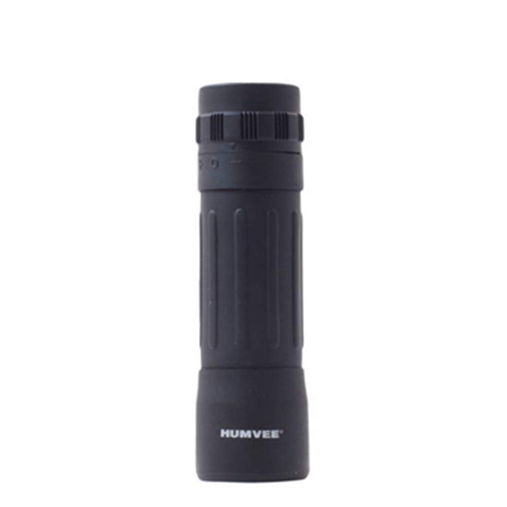 Humvee HMV-B-Mono-BLK Rubber Armor Compact Monocular with Anti-Reflective Ruby Red Lens, 10x25, Black