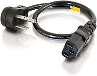 C2G Legrand 18 AWG Computer Power Cord, Black Universal Power Cord, 3 Foot Computer Extension Cord with Flat Plug Power Cord, 1 Count, C2G 27901