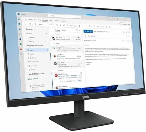 Lenovo ThinkVision S24-4e 24" Class Full HD LED Monitor - 16:9 - Raven Black - 23.8" Viewable