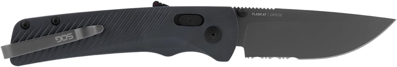 SOG Flash AT Ambidextrous Partially Serrated Folding Pocket Knife D2 Steel