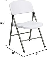 Flash Furniture Hercules Series 330 lb. Capacity White Plastic Folding Chair with Gray Frame