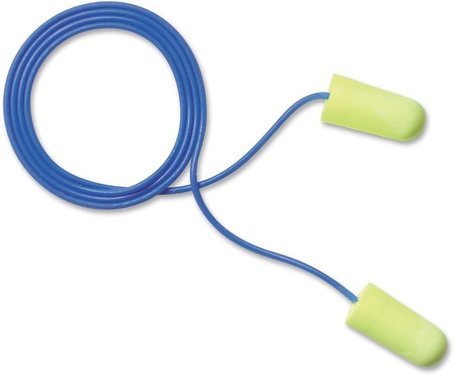 3M-CAS311-1250 E-A-Rsoft Neons Tapered Foam and PVC Corded Earplug, Yellow (Pack of 200)