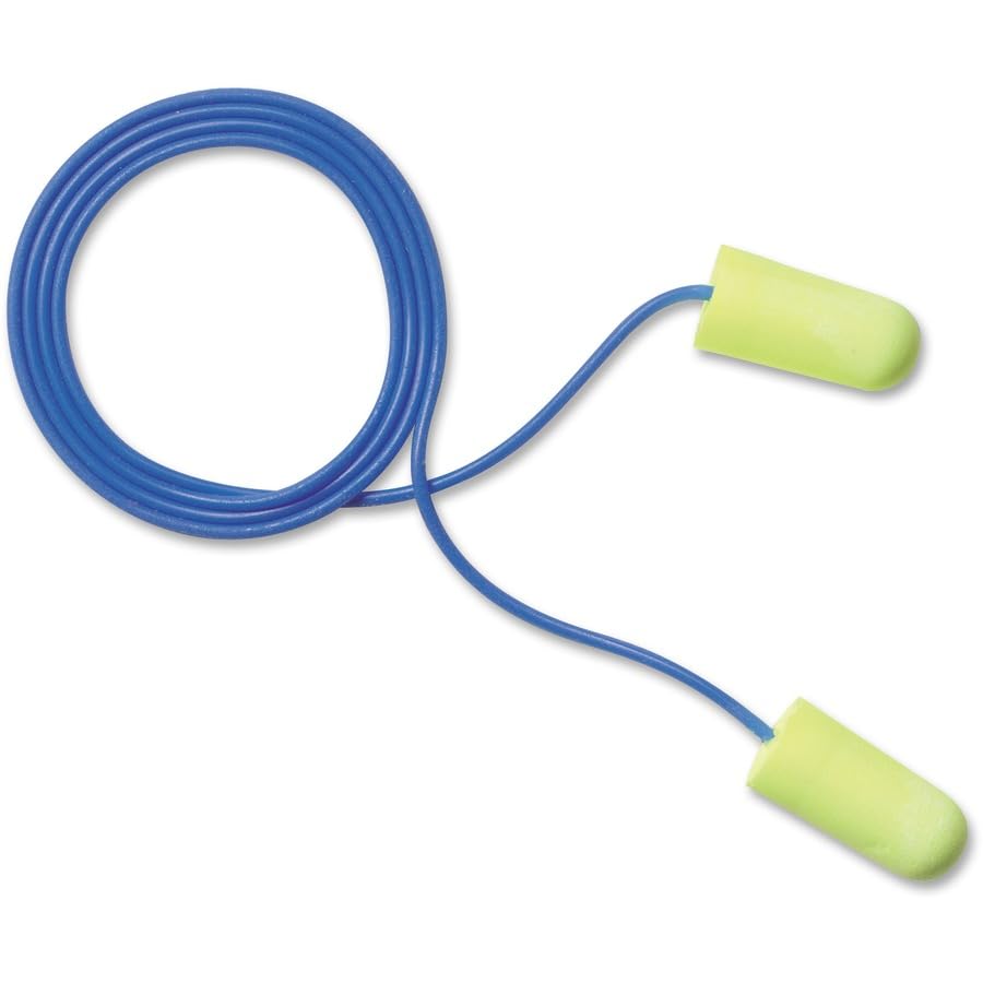 3M-CAS311-1250 E-A-Rsoft Neons Tapered Foam and PVC Corded Earplug, Yellow (Pack of 200)