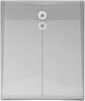 JAM PAPER Open-End Plastic Envelopes, Button & String