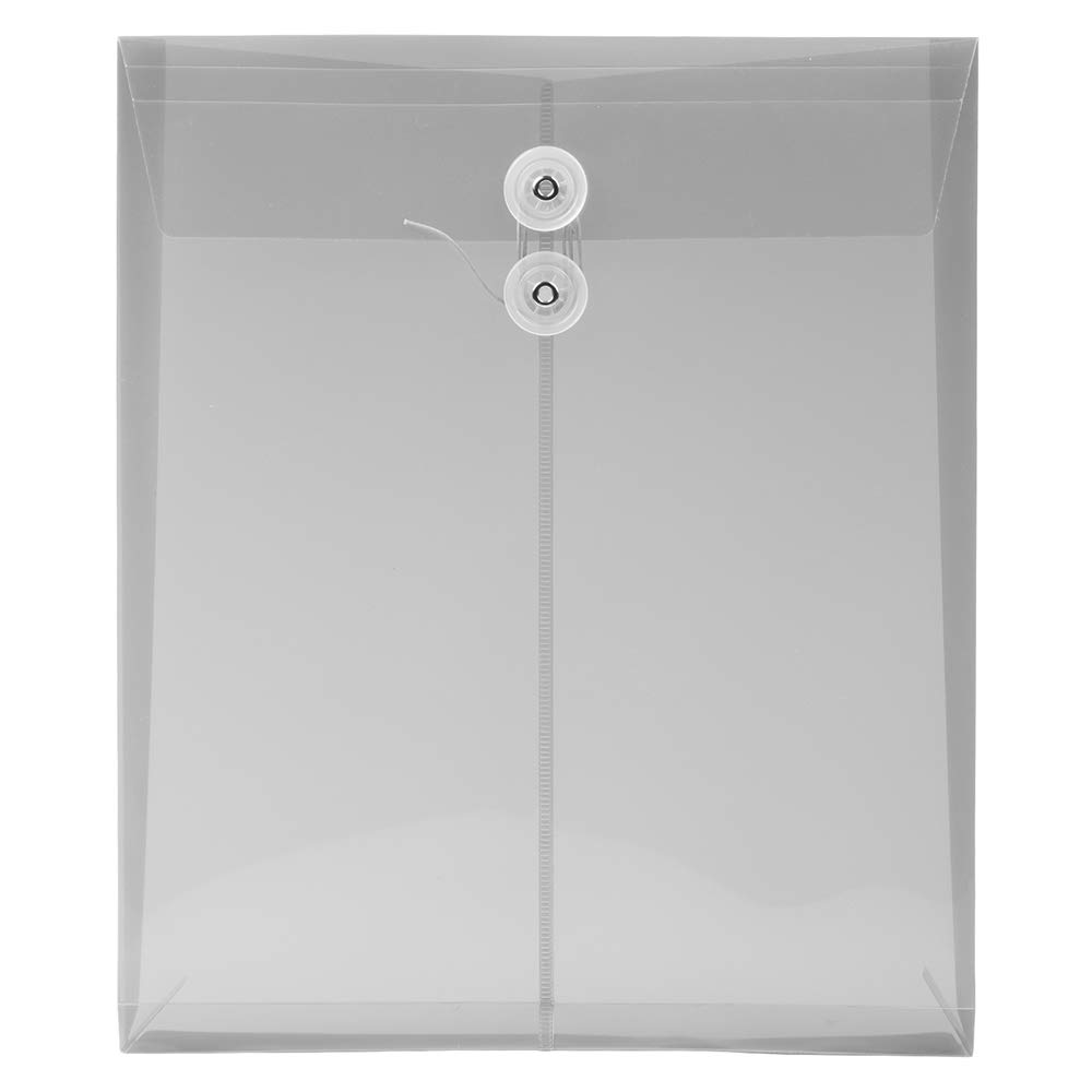 JAM PAPER Open-End Plastic Envelopes, Button & String